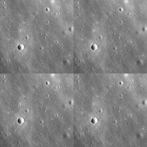A Lunar surface photo repeated four times.