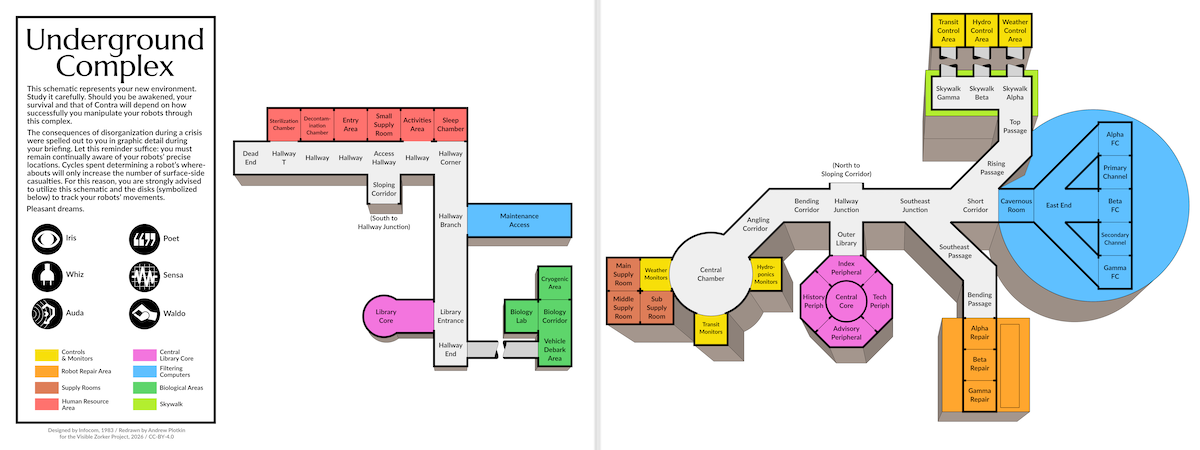 A colorful diagrammatic map of the Underground Complex.